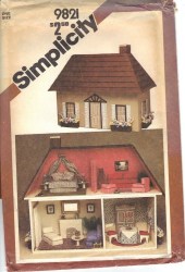 9821 SIMPLICITY 1980 MAKE 2 STORY DOLLHOUSE DOLL HOUSE, FURNISHINGS PATTERN UNCUT